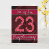 23ste verjaardagskaart met rozen en bladeren kaart (Gele Bloem)