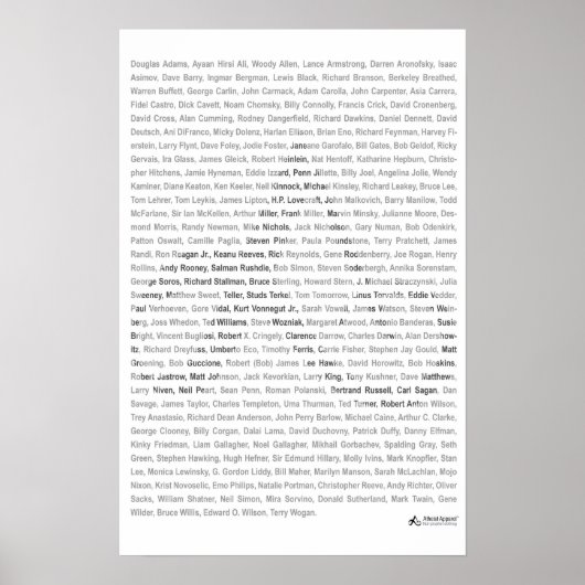 23x35 Afdrukken - Atheïst Apparel Roll Call - Whit Poster (Voorkant)