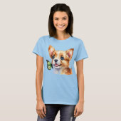 24072_A Puppy en groene vlinder T-shirt (Voorkant volledig)