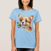24072_A Puppy en groene vlinder T-shirt (Voorkant)