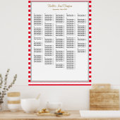 240 Rood/Witte Stripes Wedding Seating Chart Poster (Keuken)