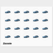 240sx blauwe auto tekening ronde sticker (Vel)