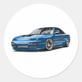 240sx blauwe auto tekening ronde sticker