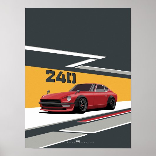 240Z Classic Red Japanse Prestaties Poster (Voorkant)