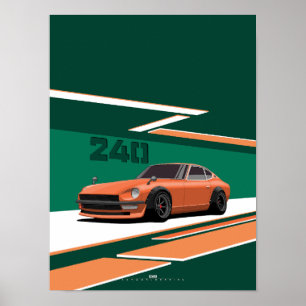 240Z Klassiek Oranje Japanse Prestaties Poster