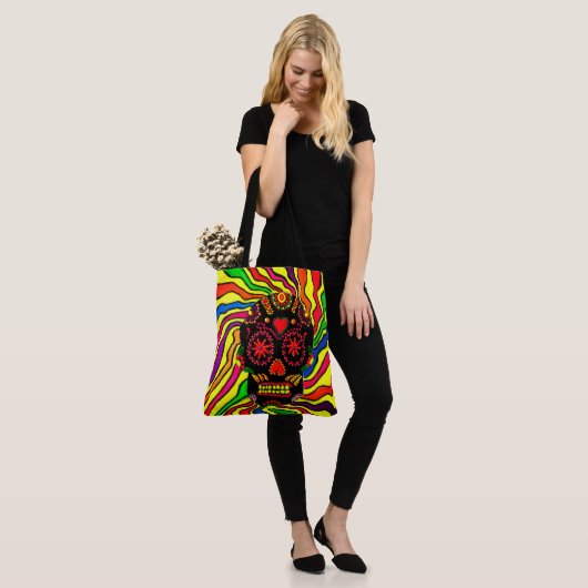 243 - Neon Skull - Canvas tas (Op model)