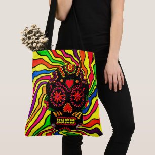 243 - Neon Skull - Canvas tas