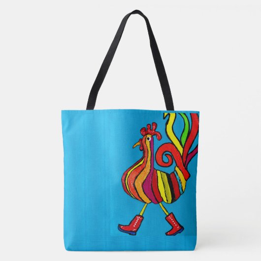 245 - Rooster met laarzen - Canvas tas (Voorkant)