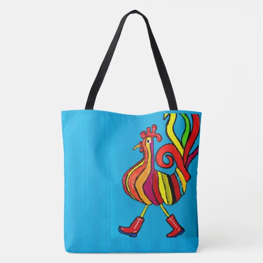 245 - Rooster met laarzen - Canvas tas (Achterkant)
