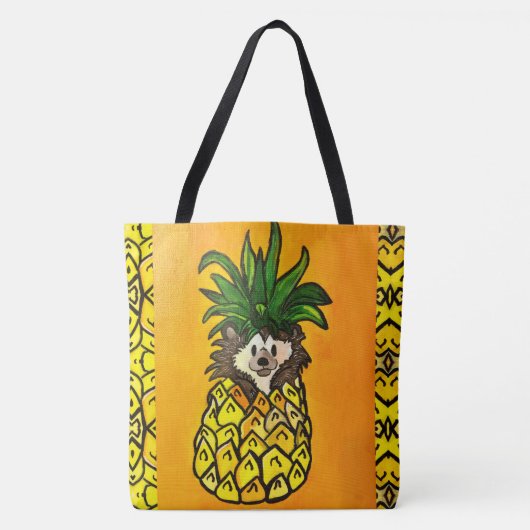 248 - Egel en ananas - Canvas tas (Voorkant)