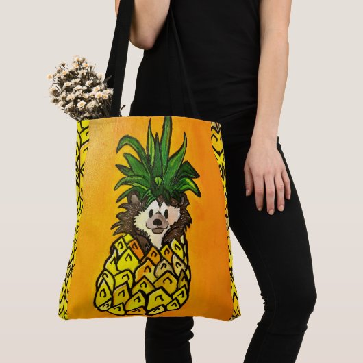 248 - Egel en ananas - Canvas tas (Dichtbij)