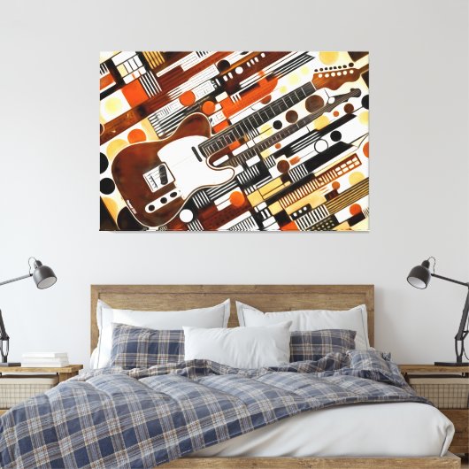 24_002, gitaar, abstract, geometrisch, kunst canvas afdruk (Insitu (Slaapkamer))