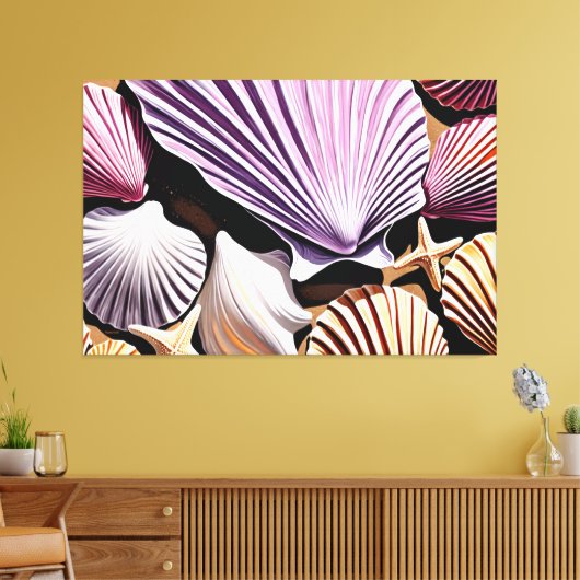 24_018, Zee Shell Art, Canvas Afdruk (Insitu (Woonkamer))