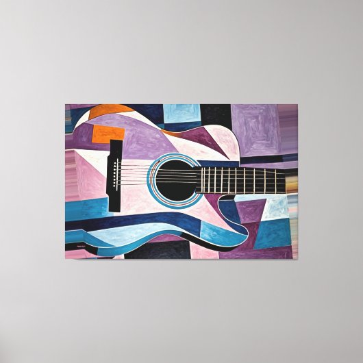 24_019, gitaar, abstract, kubisme, kunst canvas afdruk (Voorkant)
