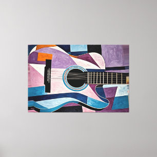 24_019, gitaar, abstract, kubisme, kunst canvas afdruk