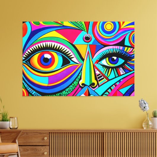 24_040, Kubistisch gezicht Abstracte kunst Canvas Afdruk (Insitu (Woonkamer))