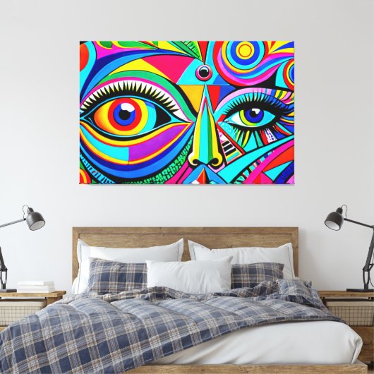 24_040, Kubistisch gezicht Abstracte kunst Canvas Afdruk (Insitu (Slaapkamer))