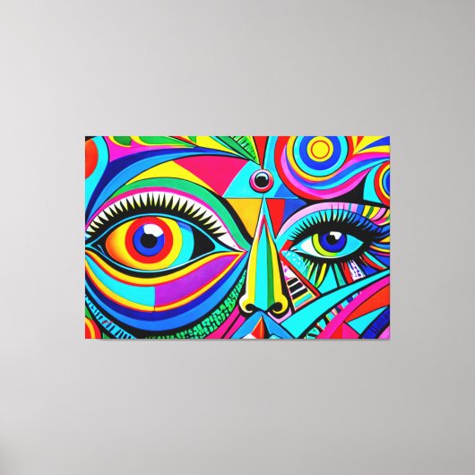 24_040, Kubistisch gezicht Abstracte kunst Canvas Afdruk (Voorkant)