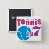 24-07-Tennis Vierkante Button 5,1 Cm (Voorkant /achterkant)