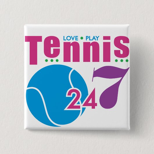 24-07-Tennis Vierkante Button 5,1 Cm (Voorkant)