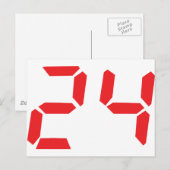 24 24 digitale wekker voor rood briefkaart (Voorkant / Achterkant)