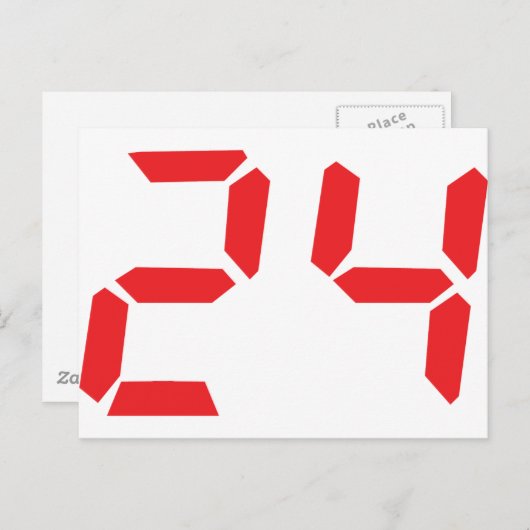 24 24 digitale wekker voor rood briefkaart (Voorkant / Achterkant)