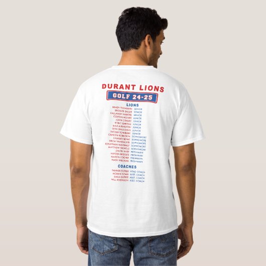 24-25 Durant Lions - GOLF - Lions BOY ROSTER T-shirt (Achterkant volledig)