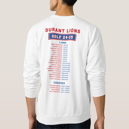24-25 Durant Lions - GOLF - Lions BOY ROSTER Trui (Achterkant)