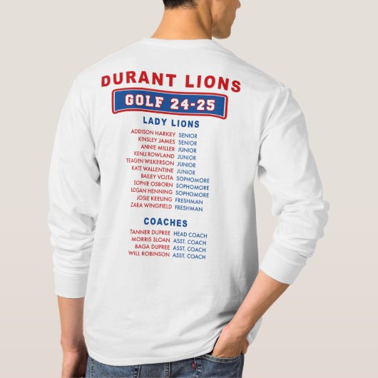 24-25 Durant Lions - STATE - Lady Lions MET LANGE  T-shirt (Achterkant)