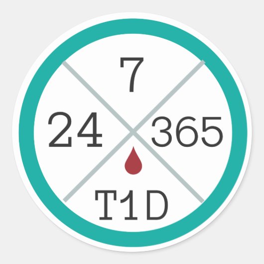 24/7/365 T1D Life Sticker (Voorkant)