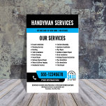 24/7 Handyman & Loodgieter Services ZWART BLAUW Flyer<br><div class="desc">Promoot uw 24-uurs klusjesman- of loodgietersdiensten met deze gedurfde, aanpasbare flyer die is ontworpen om snel de aandacht te trekken. Met uw telefoonnummer in een lay-out met hoge zichtbaarheid en een duidelijk 24/7-pictogram, signaleert het onmiddellijk noodbeschikbaarheid. Alle kleuren en tekst zijn volledig bewerkbaar, zodat u uw merk kunt matchen en...</div>