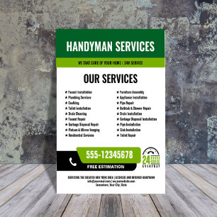 24/7 Handyman & Loodgieter Services ZWART GROEN Flyer