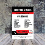 24/7 Handyman & Loodgieter Services ZWART ROOD Flyer<br><div class="desc">Promoot uw 24-uurs klusjesman- of loodgietersdiensten met deze gedurfde, aanpasbare flyer die is ontworpen om snel de aandacht te trekken. Met uw telefoonnummer in een lay-out met hoge zichtbaarheid en een duidelijk 24/7-pictogram, signaleert het onmiddellijk noodbeschikbaarheid. Alle kleuren en tekst zijn volledig bewerkbaar, zodat u uw merk kunt matchen en...</div>