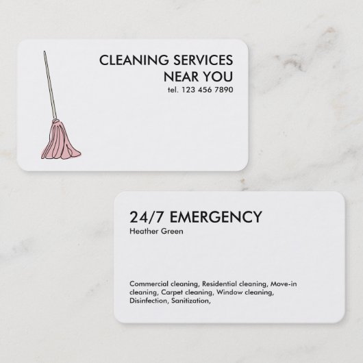 24/7 schoonmaakservice visitekaartje (Voorkant / Achterkant)