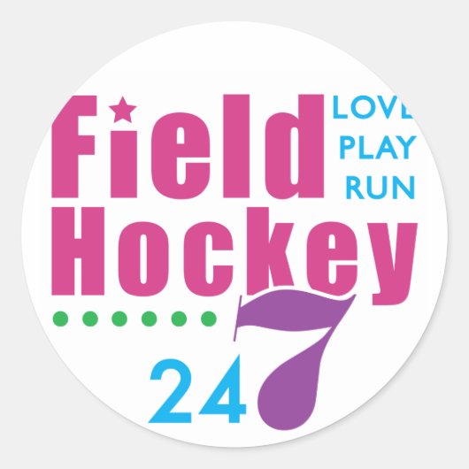 24/7 Veldhockey Ronde Sticker (Voorkant)