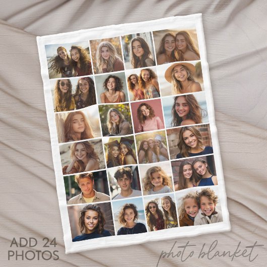 24 Alleen foto - Collage raster - Wit Fleece Deken