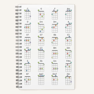 24 Common Ukulele Chords Colored Reference Chart Notitieboek