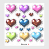 24 Faux 3D-kleurenharten vinylstickers met aangepa Sticker (Vel)