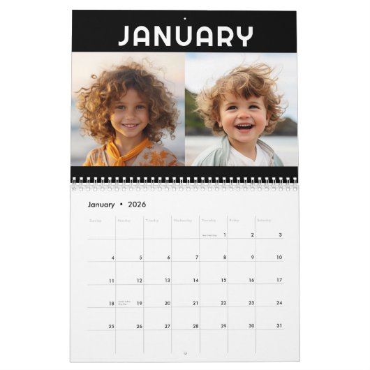 24 foto - 2 per maand moderne familie kalender (Jan 2026)
