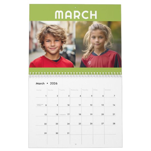 24 foto - 2 per maand moderne familie kalender (Mar 2026)