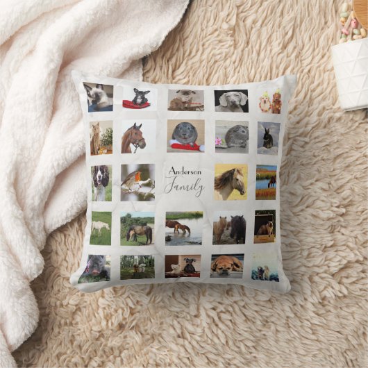 24 FOTO COLLAGE Aandenken - Grijs Marmer Kussen (Deken)