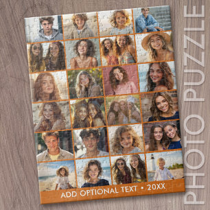 24 Foto Collage - Aangepaste Tekst - Modern Minima Legpuzzel