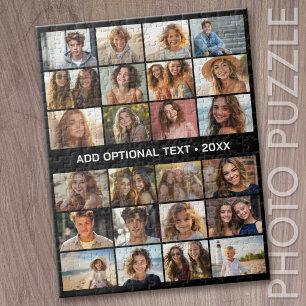 24 Foto Collage Aangepaste Tekst Modern Minimaal Z Legpuzzel