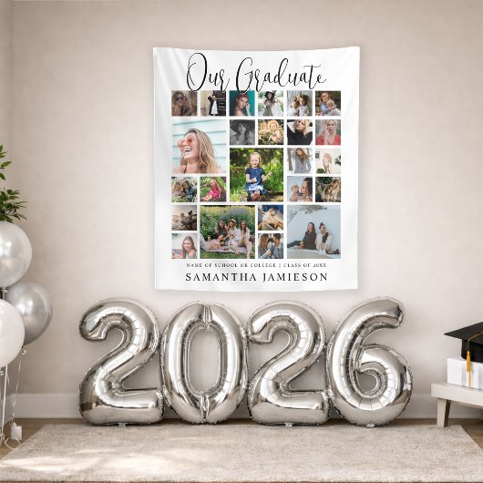 24 Foto Collage Afstudeer Welkom Wandkleed