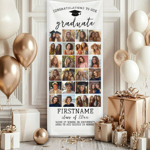 24 Foto Collage Afstuderen Modern Minimaal Wit Spandoek