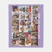 24 foto-collage met aangepaste tekst - paars fleece deken (Voorkant)