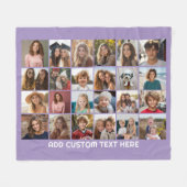 24 foto-collage met aangepaste tekst - paars fleece deken (Voorkant (Horizontaal))