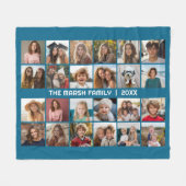 24 foto collage met familienaam datum - fleece deken (Voorkant (Horizontaal))