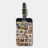 24 foto-collageraster - zwart met witte tekst bagagelabel (Voorkant verticaal)