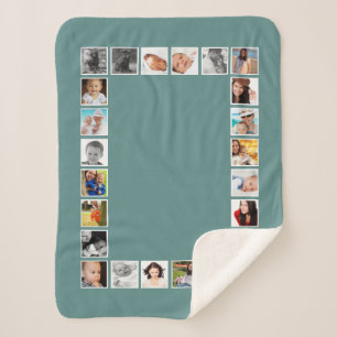24 Foto DIY Persoonlijk collage Sherpa Deken